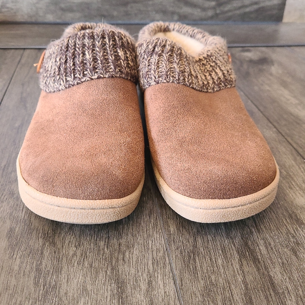 Clarks Mules Brown Suede Womens 9 knit